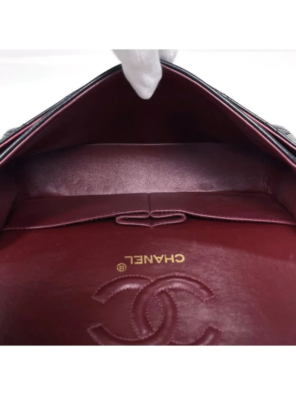 Chanel Quilted Shoulder Bag CC Logo Double Flap Leather Black